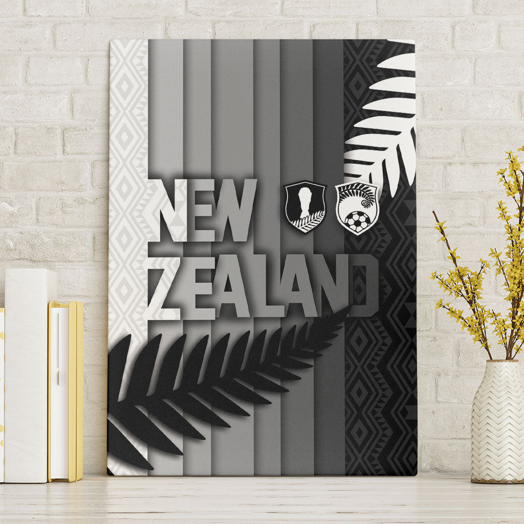 New Zealand Football Canvas Wall Art Silver Fern Maori Pattern Monochrome
