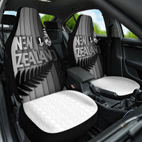 New Zealand Football Car Seat Cover Silver Fern Maori Pattern Monochrome DT05 One Size White - Polynesian Pride