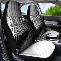New Zealand Football Car Seat Cover Silver Fern Maori Pattern Monochrome DT05 - Polynesian Pride