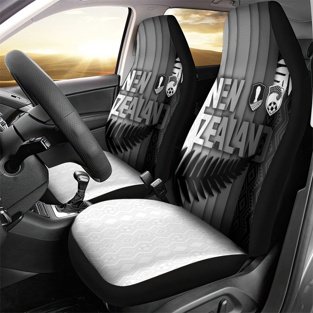 New Zealand Football Car Seat Cover Silver Fern Maori Pattern Monochrome DT05 - Polynesian Pride