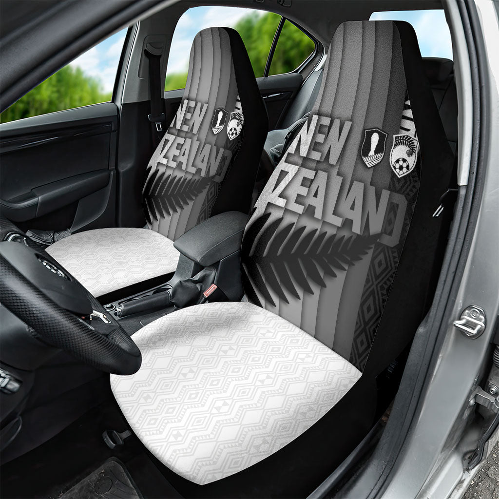 New Zealand Football Car Seat Cover Silver Fern Maori Pattern Monochrome DT05 - Polynesian Pride
