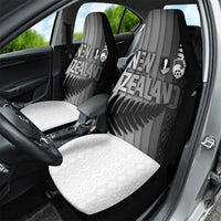 New Zealand Football Car Seat Cover Silver Fern Maori Pattern Monochrome DT05 - Polynesian Pride