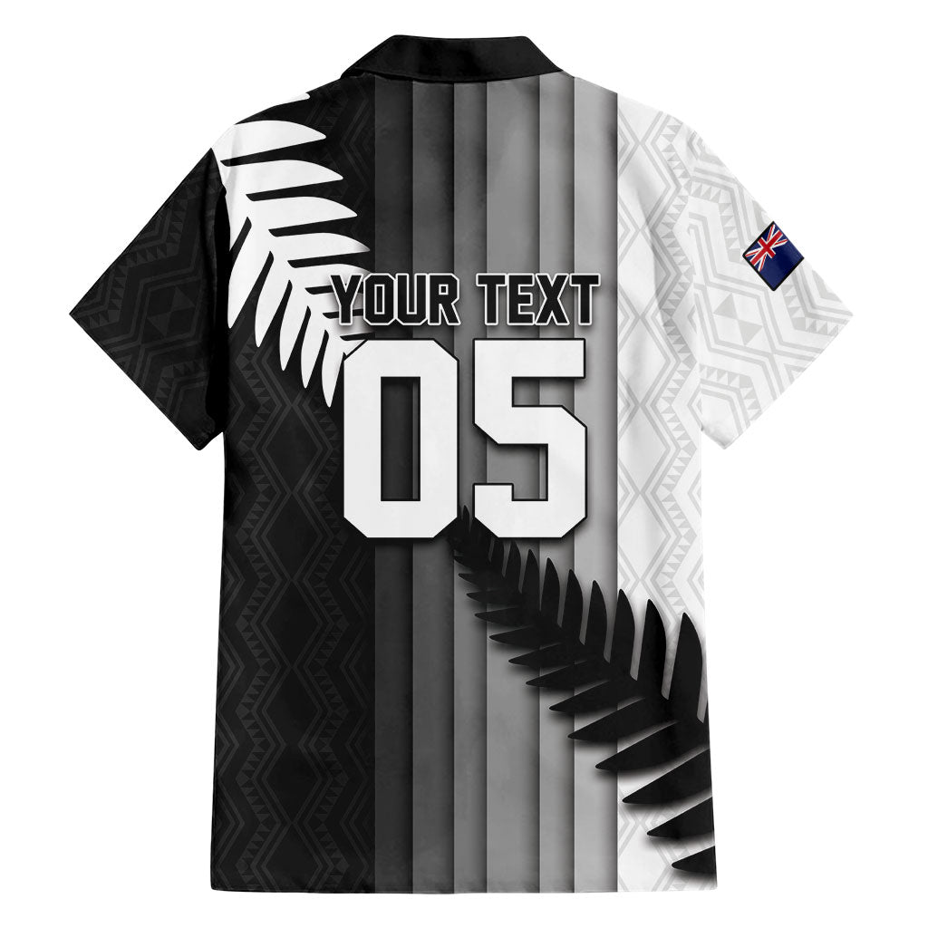 Custom New Zealand Football Family Matching Puletasi and Hawaiian Shirt Silver Fern Maori Pattern Monochrome DT05 - Polynesian Pride