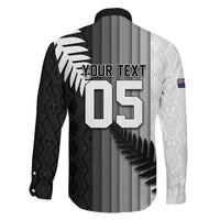 Custom New Zealand Football Family Matching Puletasi and Hawaiian Shirt Silver Fern Maori Pattern Monochrome DT05 - Polynesian Pride