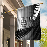 New Zealand Football Garden Flag Silver Fern Maori Pattern Monochrome DT05 House Flag White - Polynesian Pride