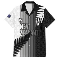 Custom New Zealand Football Hawaiian Shirt Silver Fern Maori Pattern Monochrome DT05 White - Polynesian Pride