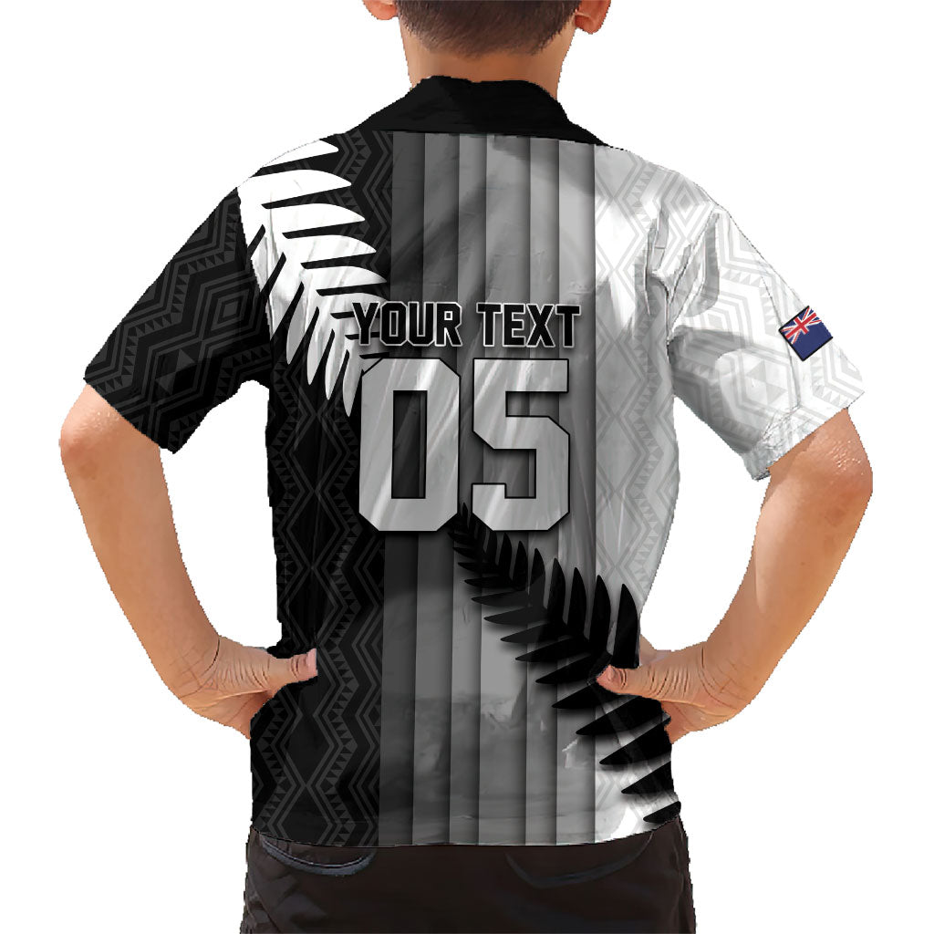 Custom New Zealand Football Hawaiian Shirt Silver Fern Maori Pattern Monochrome DT05 - Polynesian Pride