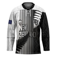 Custom New Zealand Football Hockey Jersey Silver Fern Maori Pattern Monochrome DT05 Unisex White - Polynesian Pride