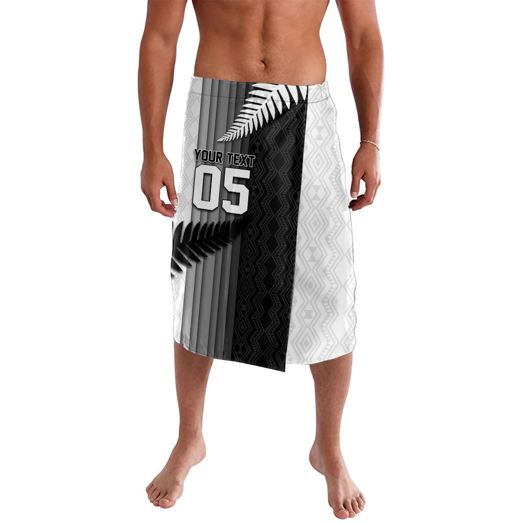 Custom New Zealand Football Lavalava Silver Fern Maori Pattern Monochrome DT05 White - Polynesian Pride