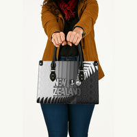 New Zealand Football Leather Bag Silver Fern Maori Pattern Monochrome