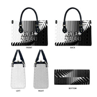 New Zealand Football Leather Bag Silver Fern Maori Pattern Monochrome