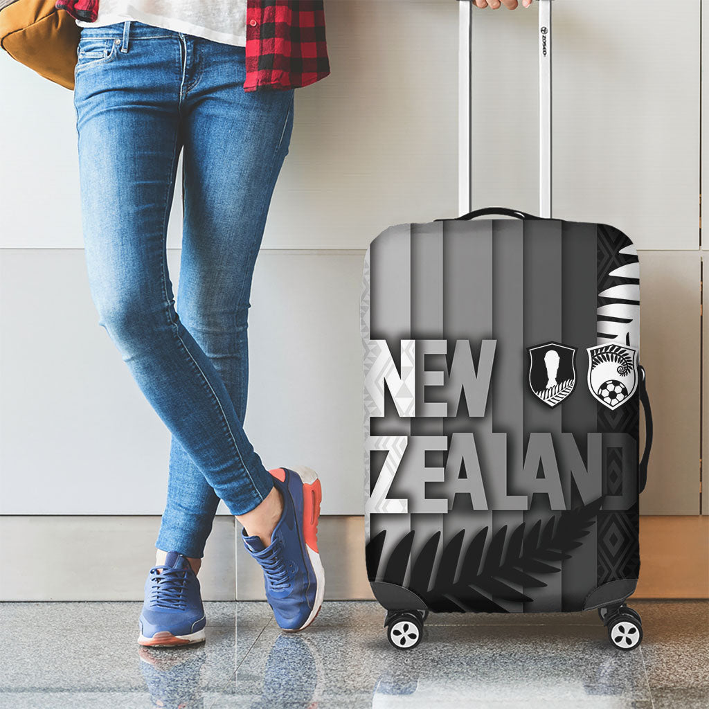 New Zealand Football Luggage Cover Silver Fern Maori Pattern Monochrome DT05 - Polynesian Pride