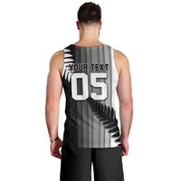 Custom New Zealand Football Men Tank Top Silver Fern Maori Pattern Monochrome