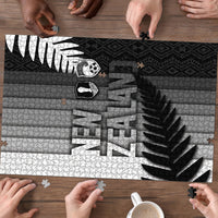 New Zealand Football Puzzle Silver Fern Maori Pattern Monochrome