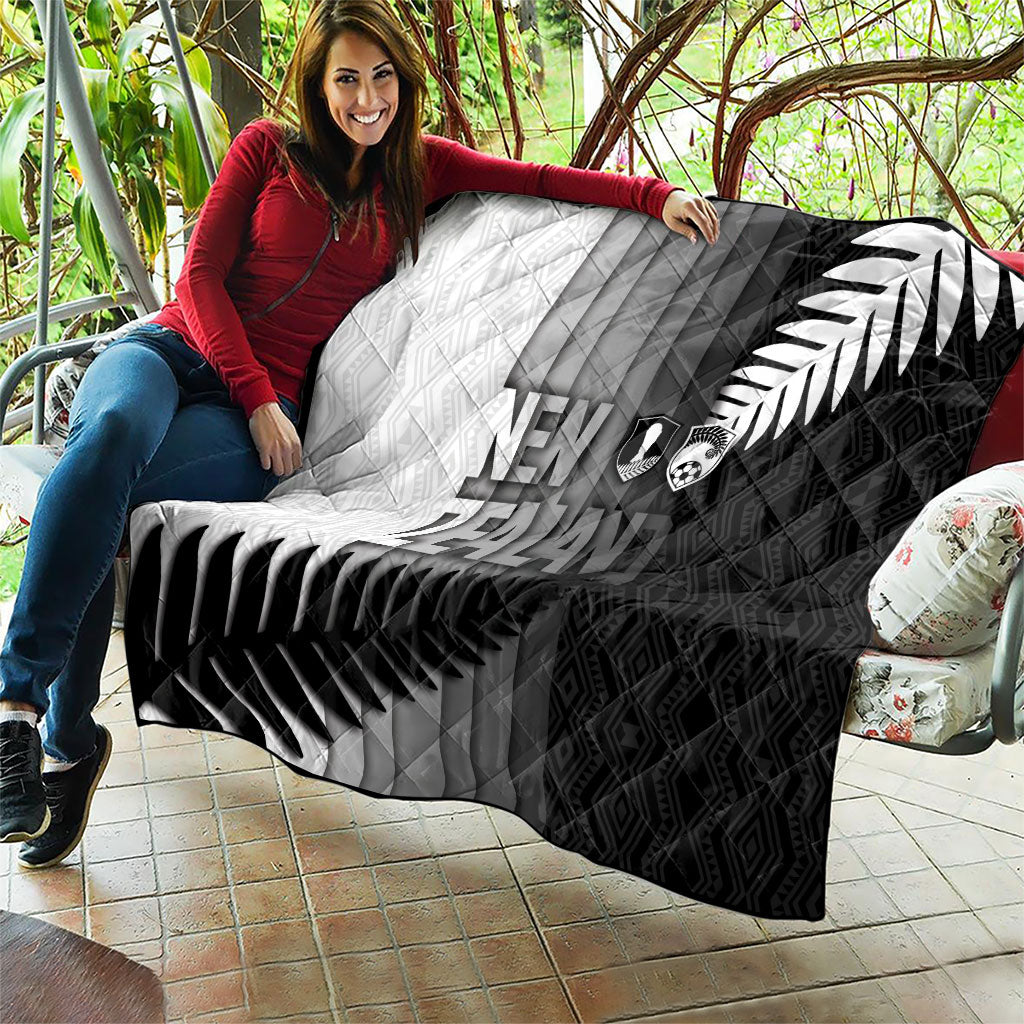 New Zealand Football Quilt Silver Fern Maori Pattern Monochrome