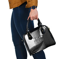 New Zealand Football Shoulder Handbag Silver Fern Maori Pattern Monochrome