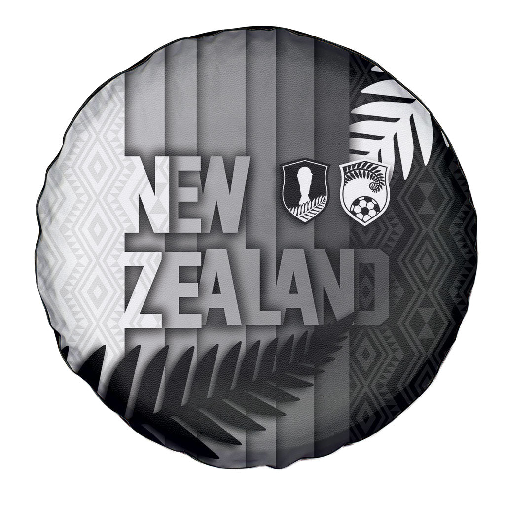 New Zealand Football Spare Tire Cover Silver Fern Maori Pattern Monochrome DT05 - Polynesian Pride