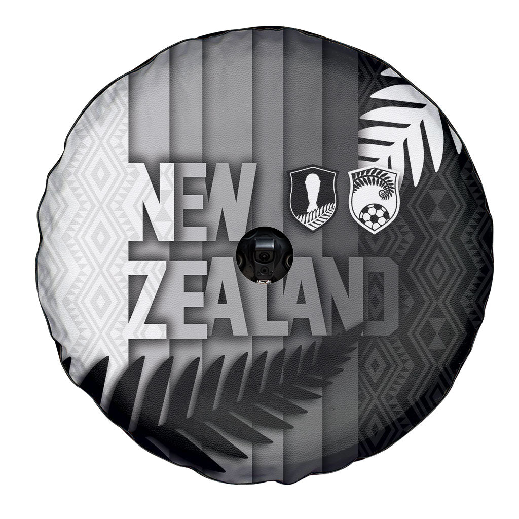 New Zealand Football Spare Tire Cover Silver Fern Maori Pattern Monochrome DT05 - Polynesian Pride