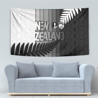 New Zealand Football Tapestry Silver Fern Maori Pattern Monochrome