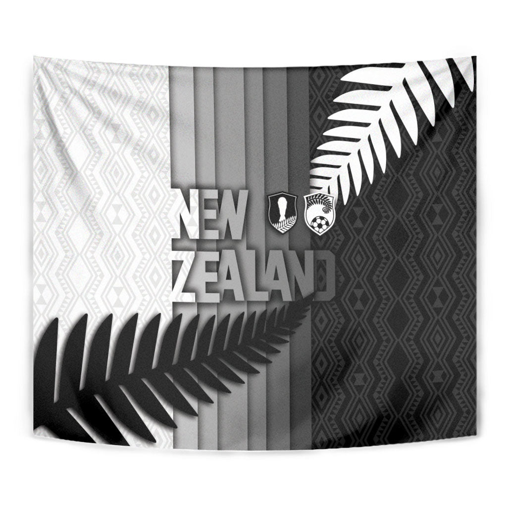 New Zealand Football Tapestry Silver Fern Maori Pattern Monochrome