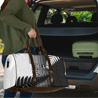 New Zealand Football Travel Bag Silver Fern Maori Pattern Monochrome DT05 - Polynesian Pride