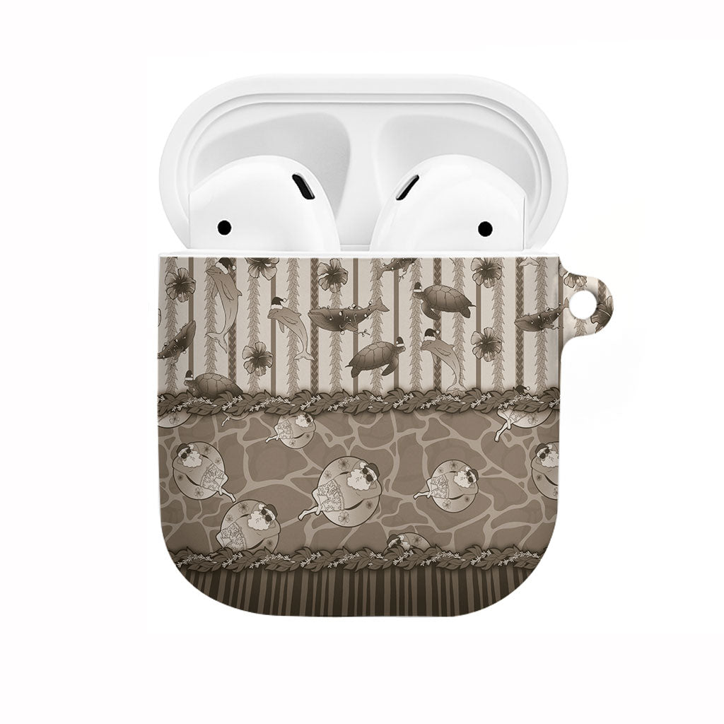 Hawaii Christmas In July AirPods Case Beige Mele Kalikimaka Sea Animals DT05 Beige - Polynesian Pride