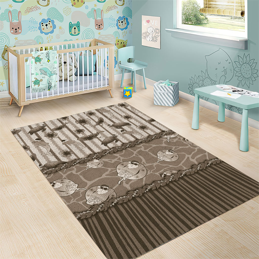 Hawaii Christmas In July Area Rug Beige Mele Kalikimaka Sea Animals