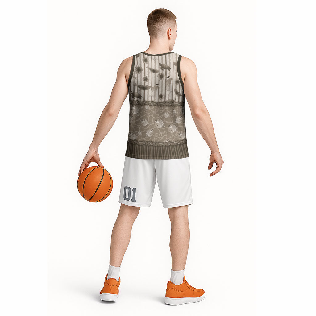 Hawaii Christmas In July Basketball Jersey Beige Mele Kalikimaka Sea Animals DT05 - Polynesian Pride