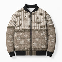 Hawaii Christmas In July Bomber Puffer Jacket Beige Mele Kalikimaka Sea Animals