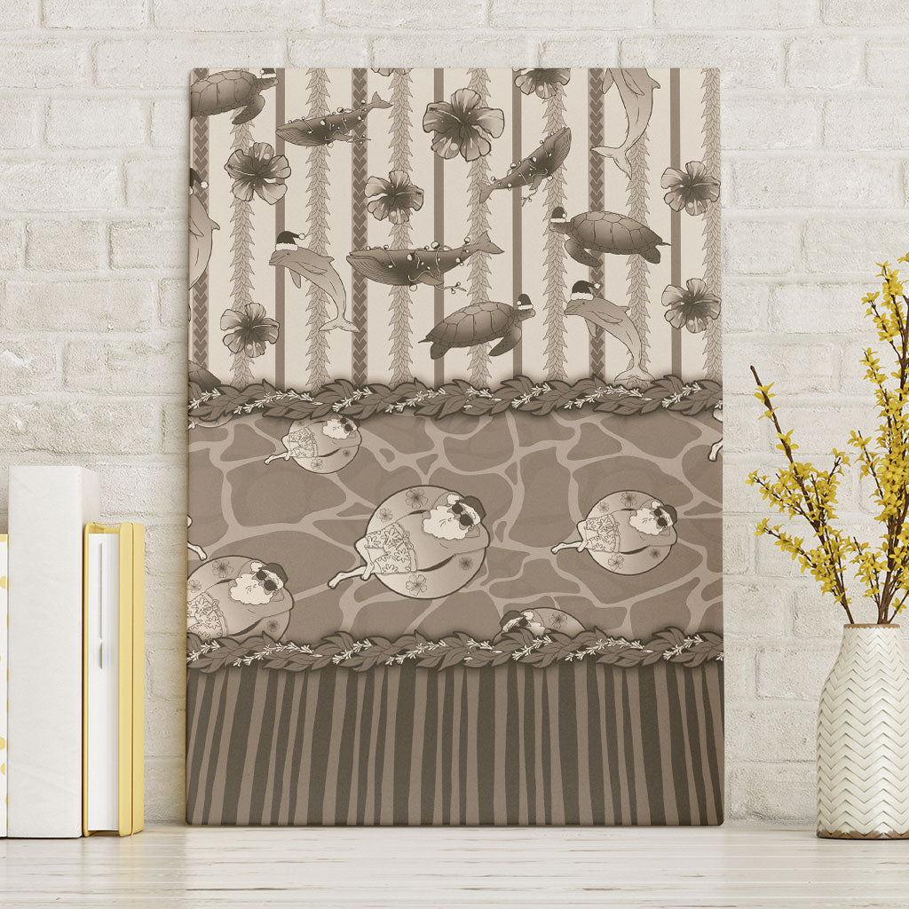 Hawaii Christmas In July Canvas Wall Art Beige Mele Kalikimaka Sea Animals DT05 Without Frame Beige - Polynesian Pride