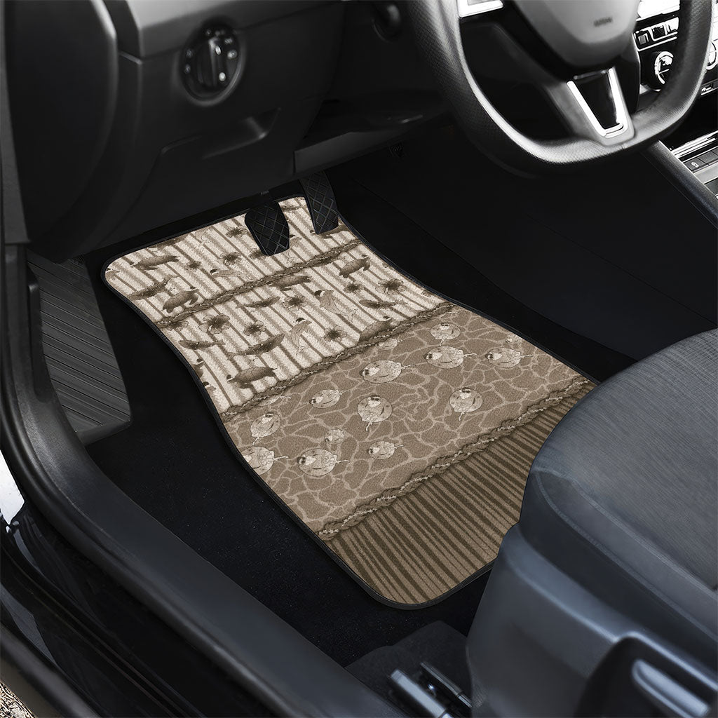 Hawaii Christmas In July Car Mats Beige Mele Kalikimaka Sea Animals