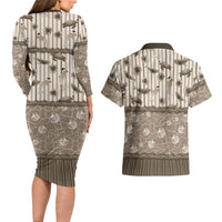 Hawaii Christmas In July Couples Matching Long Sleeve Bodycon Dress and Hawaiian Shirt Beige Mele Kalikimaka Sea Animals DT05 - Polynesian Pride