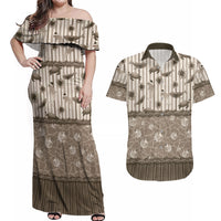 Hawaii Christmas In July Couples Matching Off Shoulder Maxi Dress and Hawaiian Shirt Beige Mele Kalikimaka Sea Animals DT05 Beige - Polynesian Pride