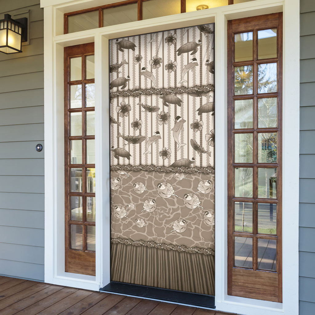 Hawaii Christmas In July Door Cover Beige Mele Kalikimaka Sea Animals DT05 - Polynesian Pride