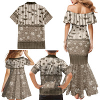 Hawaii Christmas In July Family Matching Mermaid Dress and Hawaiian Shirt Beige Mele Kalikimaka Sea Animals DT05 - Polynesian Pride