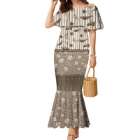 Hawaii Christmas In July Family Matching Mermaid Dress and Hawaiian Shirt Beige Mele Kalikimaka Sea Animals DT05 Mom's Dress Beige - Polynesian Pride