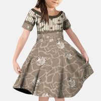 Hawaii Christmas In July Family Matching Summer Maxi Dress and Hawaiian Shirt Beige Mele Kalikimaka Sea Animals DT05 Daughter's Dress Beige - Polynesian Pride
