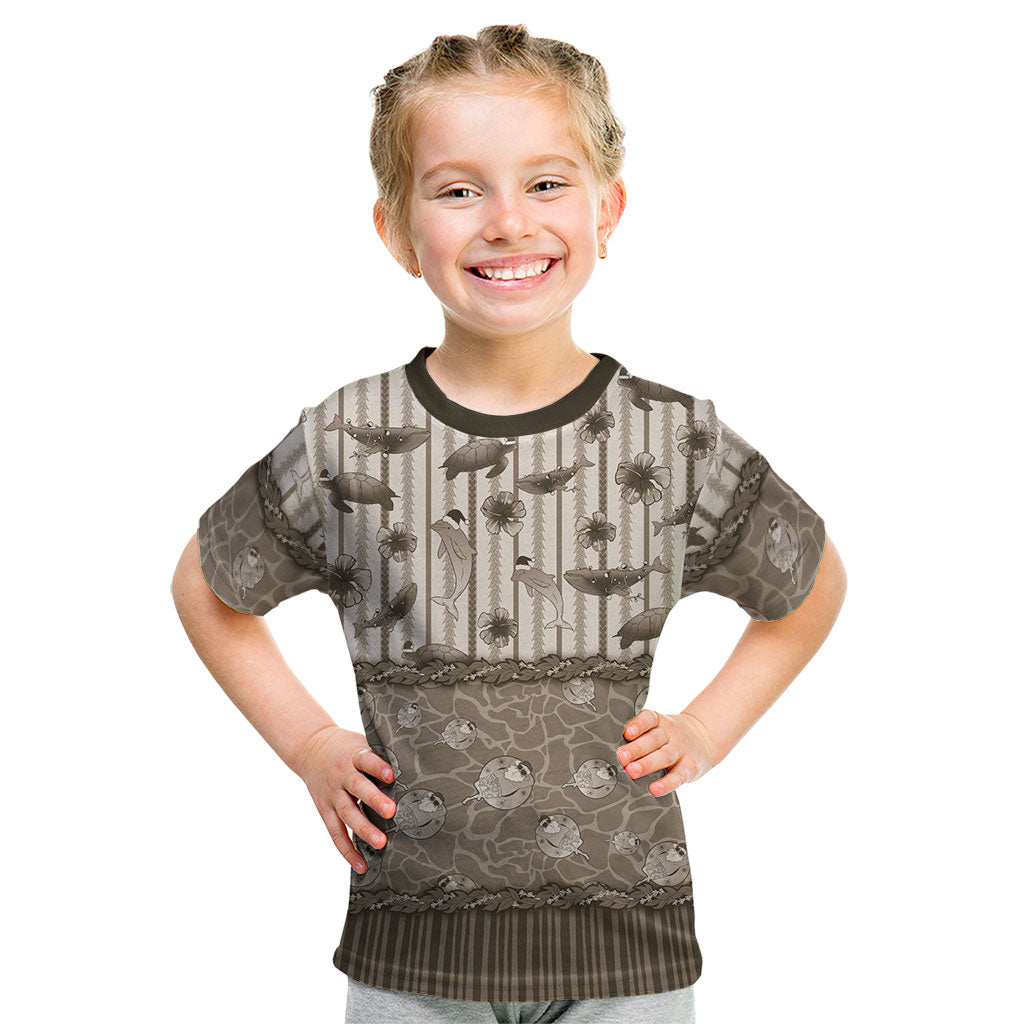 Hawaii Christmas In July Kid T Shirt Beige Mele Kalikimaka Sea Animals DT05 Beige - Polynesian Pride
