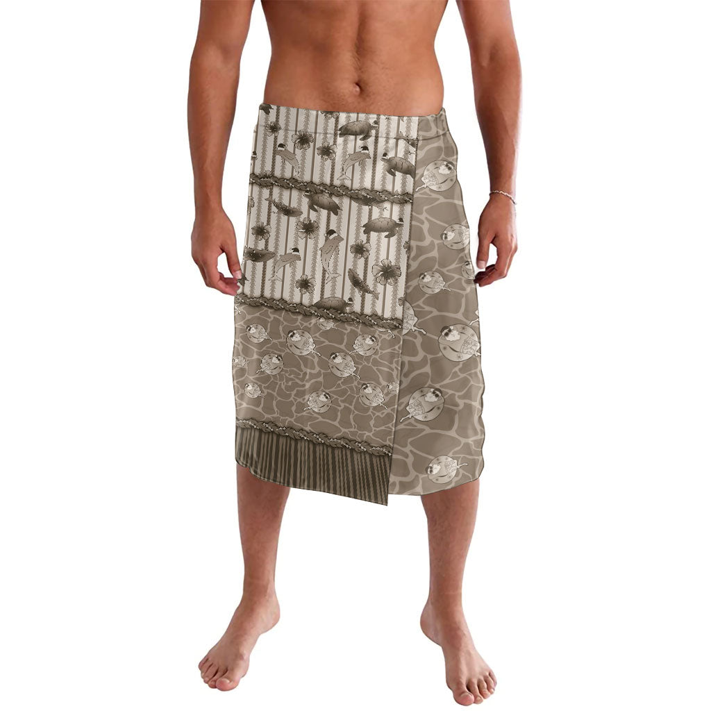 Hawaii Christmas In July Lavalava Beige Mele Kalikimaka Sea Animals