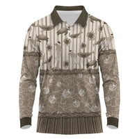 Hawaii Christmas In July Long Sleeve Polo Shirt Beige Mele Kalikimaka Sea Animals DT05 Beige - Polynesian Pride