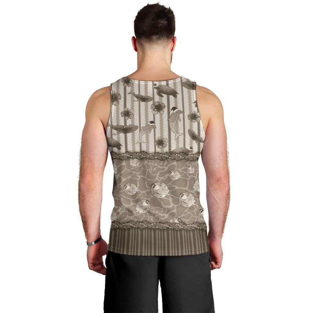 Hawaii Christmas In July Men Tank Top Beige Mele Kalikimaka Sea Animals