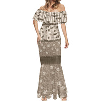 Hawaii Christmas In July Mermaid Dress Beige Mele Kalikimaka Sea Animals DT05 - Polynesian Pride