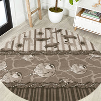 Hawaii Christmas In July Round Carpet Beige Mele Kalikimaka Sea Animals