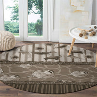 Hawaii Christmas In July Round Carpet Beige Mele Kalikimaka Sea Animals