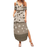 Hawaii Christmas In July Summer Maxi Dress Beige Mele Kalikimaka Sea Animals DT05 Women Beige - Polynesian Pride