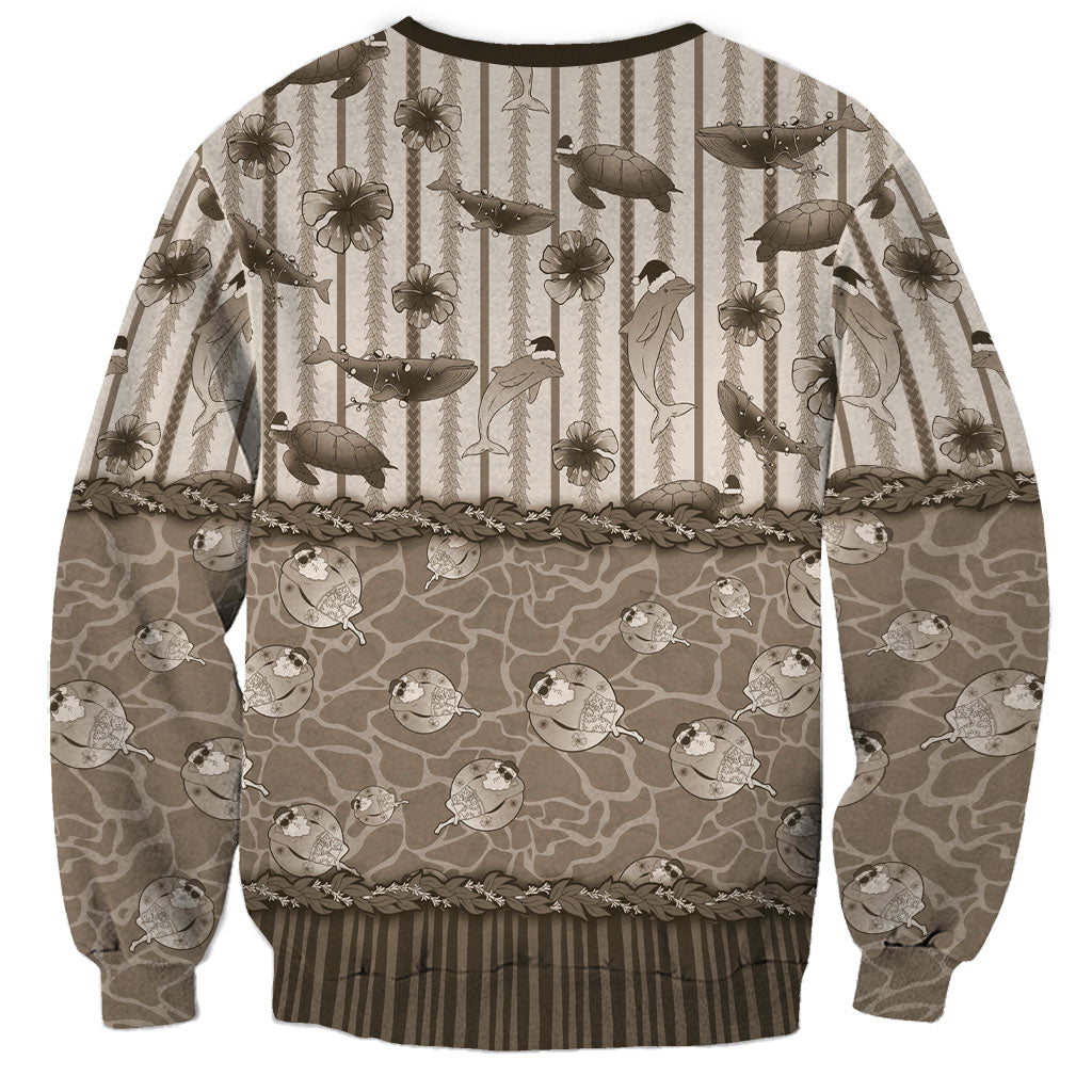 Hawaii Christmas In July Sweatshirt Beige Mele Kalikimaka Sea Animals