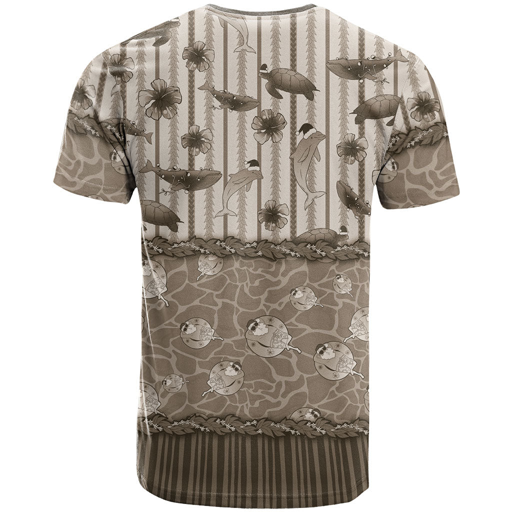 Hawaii Christmas In July T Shirt Beige Mele Kalikimaka Sea Animals