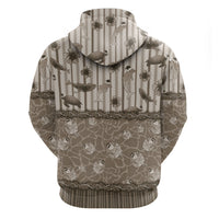Hawaii Christmas In July Zip Hoodie Beige Mele Kalikimaka Sea Animals DT05 - Polynesian Pride