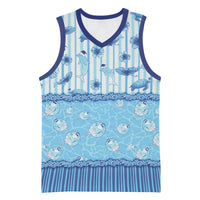 Hawaii Christmas In July Basketball Jersey Sky Blue Mele Kalikimaka Sea Animals