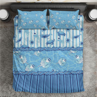 Hawaii Christmas In July Bedding Set Sky Blue Mele Kalikimaka Sea Animals DT05 Blue - Polynesian Pride